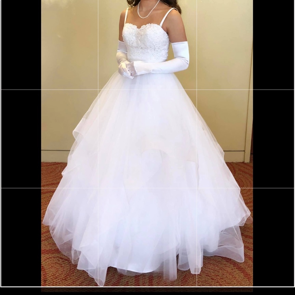 Beautiful white ball gown wedding cotillion dress